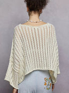 POL Skyline Shimmer Cable-Knit Cropped Sweater in Ivory-Women's Shirts & Tops-Shop Z & Joxa
