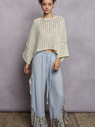 POL Skyline Shimmer Cable-Knit Cropped Sweater in Ivory-Women's Shirts & Tops-Shop Z & Joxa