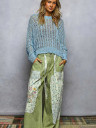 POL Skyward Crochet Round Neck High Low Knit Top-Women's Shirts & Tops-Shop Z & Joxa