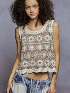 POL Soft Bloom Floral Crochet Sleeveless Top in Camel-Women's Shirts & Tops-Shop Z & Joxa