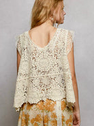 POL Soft Serenade Lace Trim Openwork Crochet Scallop Tank-Women's Shirts & Tops-Shop Z & Joxa