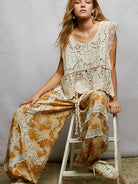 POL Soft Serenade Lace Trim Openwork Crochet Scallop Tank-Women's Shirts & Tops-Shop Z & Joxa