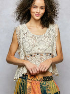 POL Soft Serenade Lace Trim Openwork Crochet Scallop Tank-Women's Shirts & Tops-Shop Z & Joxa