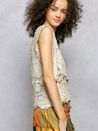 POL Soft Serenade Lace Trim Openwork Crochet Scallop Tank-Women's Shirts & Tops-Shop Z & Joxa