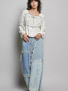 POL Soft Spoken Square Neck Lace Long Balloon Sleeve Top-Women's Shirts & Tops-Shop Z & Joxa