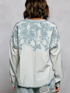 POL Soft Stitch Serenity Floral Button Up Long Sleeve Shirt-Women's Shirts & Tops-Shop Z & Joxa