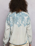 POL Soft Stitch Serenity Floral Button Up Long Sleeve Shirt-Women's Shirts & Tops-Shop Z & Joxa