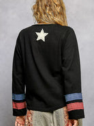 POL Stars & Threads American Flag Long Sleeve Shirt in Black-Women's Shirts & Tops-Shop Z & Joxa