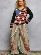 POL Stars & Threads American Flag Long Sleeve Shirt in Black-Women's Shirts & Tops-Shop Z & Joxa