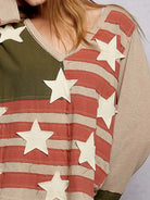 POL Stars & Threads American Flag Long Sleeve Shirt in Mocha-Shop Z & Joxa