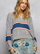 POL Stripe Intentions Knit Cropped Top with Stripe Detail-Women's Shirts & Tops-Shop Z & Joxa