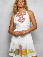 POL Summer Blossom Floral Halter Neck Flowy Mini Dress-Women's Dresses-Shop Z & Joxa
