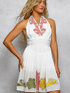 POL Summer Blossom Floral Halter Neck Flowy Mini Dress-Women's Dresses-Shop Z & Joxa