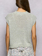 POL Sweet Sage Round Neck Popcorn Knit Top with Star Motif-Women's Shirts & Tops-Shop Z & Joxa