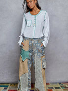 POL Sweet Stitch Story Long Sleeve Top with Contrast Stitching-Women's Shirts & Tops-Shop Z & Joxa