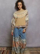 POL Tassel Talk Floral Print Balloon Sleeve Top with Tassels-Women's Shirts & Tops-Shop Z & Joxa