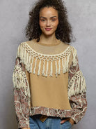 POL Tassel Talk Floral Print Balloon Sleeve Top with Tassels-Women's Shirts & Tops-Shop Z & Joxa
