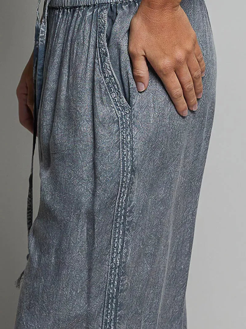 POL Tassel Trails Drawstring Embroidered Wide Leg Pants-Women's Pants-Shop Z & Joxa
