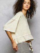 POL Vanilla Stitch Short Sleeve Cropped Rib T-Shirt-Women's Shirts & Tops-Shop Z & Joxa