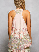 POL Vintage Vibe Ribbed Tank with Floral Patch in Pink-Women's Shirts & Tops-Shop Z & Joxa