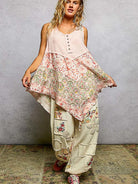 POL Vintage Vibe Ribbed Tank with Floral Patch in Pink-Women's Shirts & Tops-Shop Z & Joxa