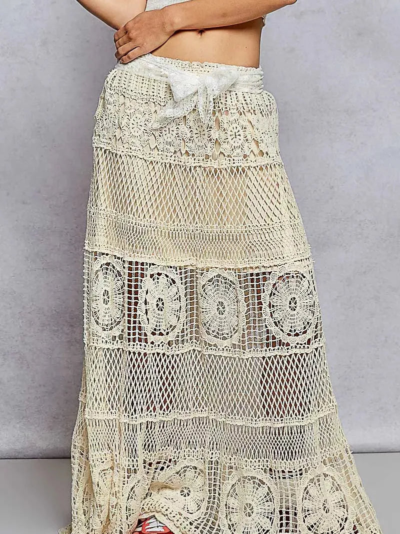 POL Waved Wonder Floral Crochet Flared Skirt-Women's Skirts & Skorts-Shop Z & Joxa