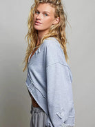 POL Wild Heart V-Neck Sweatshirt with Open Wrap-Style Design-Women's Shirts & Tops-Shop Z & Joxa