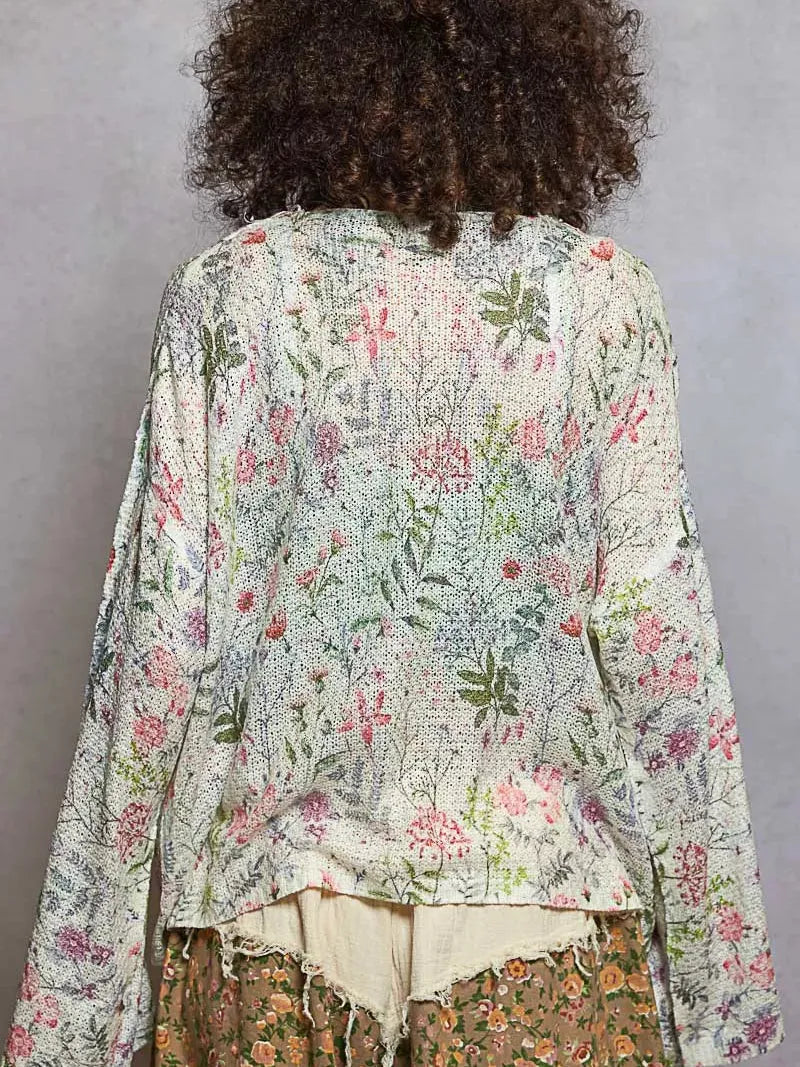 POL Wildflower Wrap Open Front Floral Cardigan with Fringe-Women's Shirts & Tops-Shop Z & Joxa