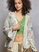 POL Wildflower Wrap Open Front Floral Cardigan with Fringe-Women's Shirts & Tops-Shop Z & Joxa
