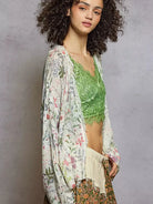 POL Wildflower Wrap Open Front Floral Cardigan with Fringe-Women's Shirts & Tops-Shop Z & Joxa