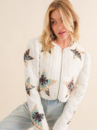 Patchwork Quilted Star Western Bomber Jacket-Women's Clothing-Shop Z & Joxa