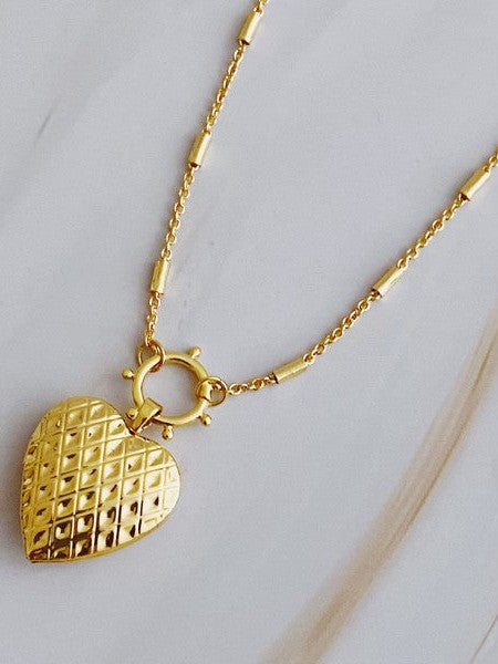 Patterned Heart Open Locket Necklace-Women's Accessories-Shop Z & Joxa