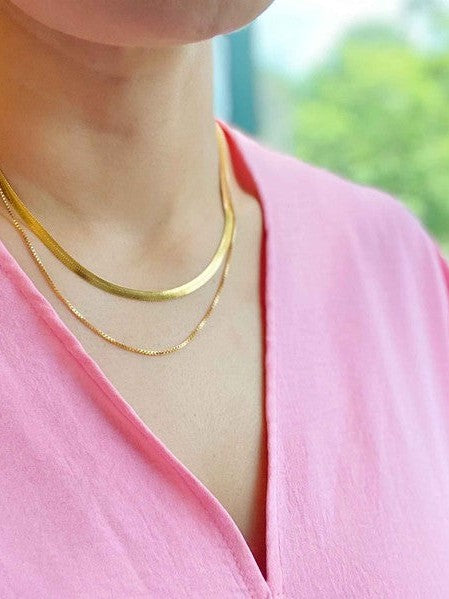 Perfectly Layered Herringbone and Slim Chain Necklace-Women's Accessories-Shop Z & Joxa