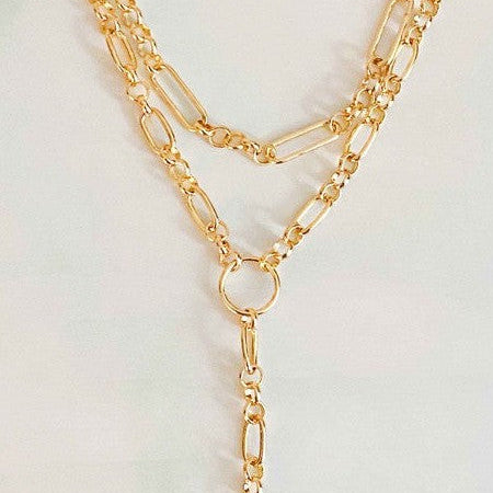 Perfectly Layered T Drop Chain Necklace-Women's Accessories-Shop Z & Joxa