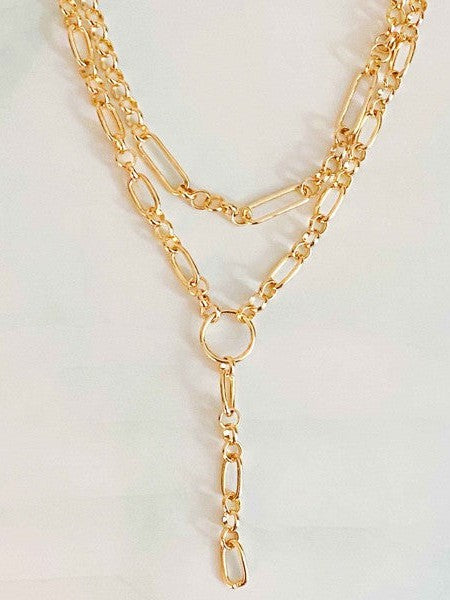Perfectly Layered T Drop Chain Necklace-Women's Accessories-Shop Z & Joxa