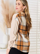 Perfee Golden Hour Half Plaid Long Sleeve Shirt-Women's Shirts & Tops-Shop Z & Joxa