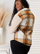 Perfee Golden Hour Half Plaid Long Sleeve Shirt-Women's Shirts & Tops-Shop Z & Joxa
