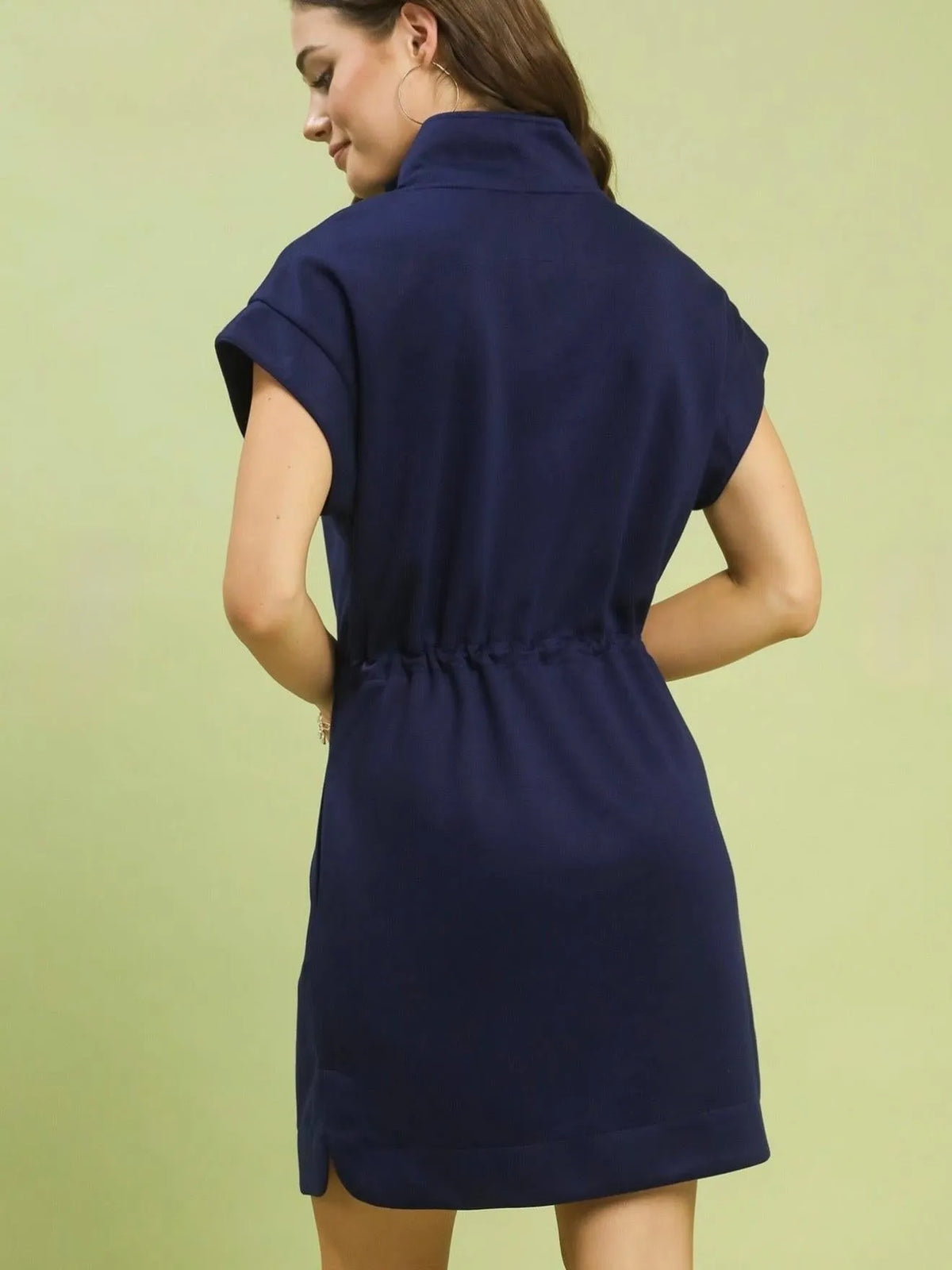 Petal to the Metal Navy Embroidered Quarter Zip Dress-Women's Dresses-Shop Z & Joxa