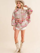 Pink Skies and Warm Vibes Aztec Western Pullover Sweater-Women's Clothing-Shop Z & Joxa