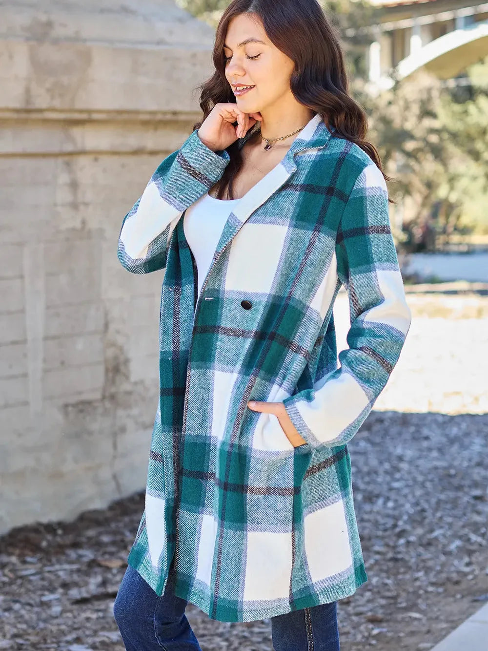Plaid Perfection Lapel Coat by Double Take-Coats & Jackets-Shop Z & Joxa