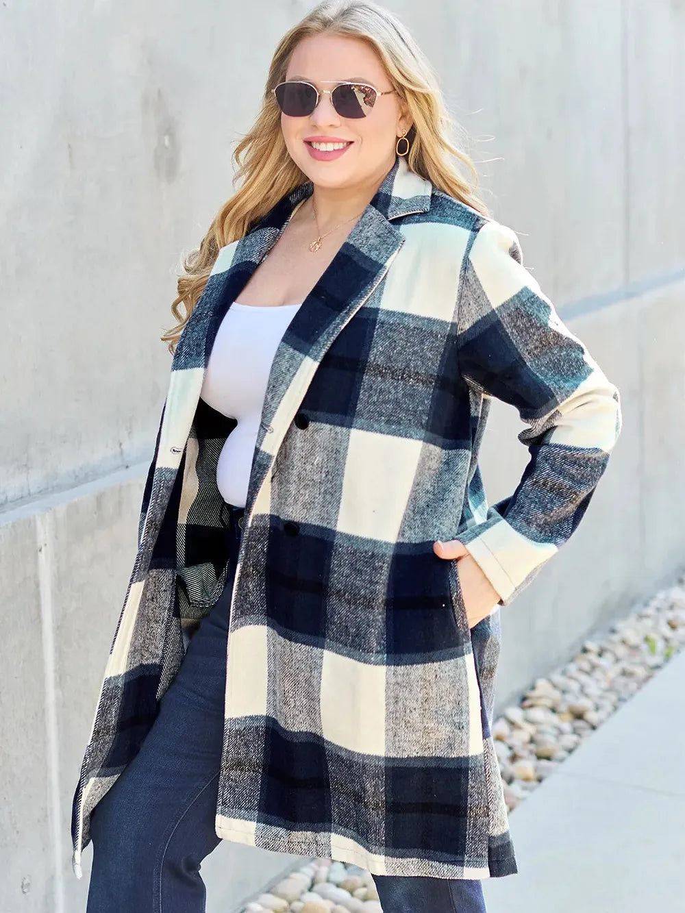 Plaid Perfection Lapel Coat by Double Take-Coats & Jackets-Shop Z & Joxa