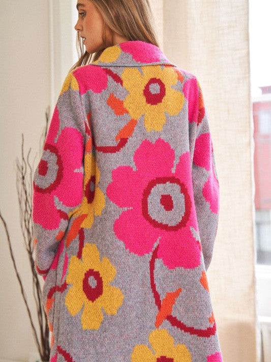 Playful Charm Flower Print Button Down Cardigan-Women's Clothing-Shop Z & Joxa