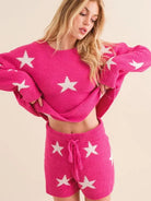 Playful Stars Long Sleeve Top and Short Set-Women's Clothing-Shop Z & Joxa