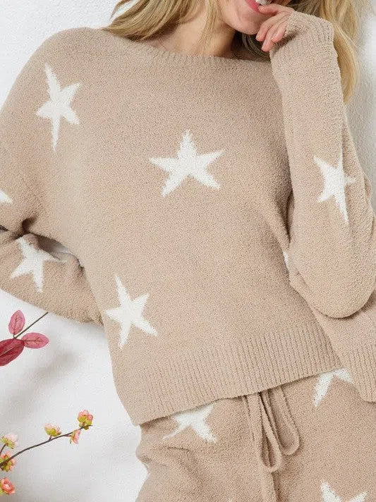 Playful Stars Long Sleeve Top and Short Set-Women's Clothing-Shop Z & Joxa