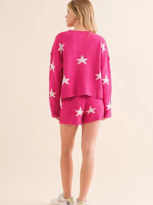 Playful Stars Long Sleeve Top and Short Set-Women's Clothing-Shop Z & Joxa