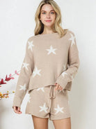 Playful Stars Long Sleeve Top and Short Set-Women's Clothing-Shop Z & Joxa