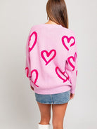 Playful at Heart Long Sleeve Round Neck Printed Heart Sweater-Women's Clothing-Shop Z & Joxa