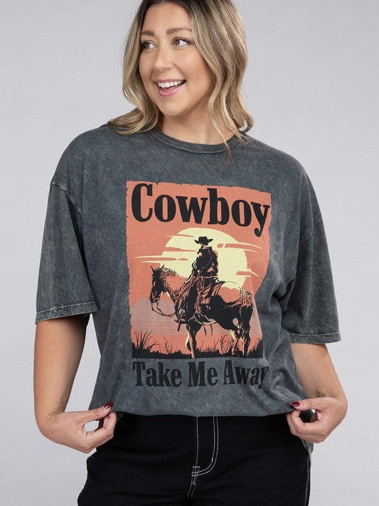 Plus Cowboy Take Me Boyfriend Tee-Women's Clothing-Shop Z & Joxa