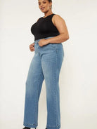 Plus Kancan Styled and Smiling High Rise Wide Leg Jeans-Women's Clothing-Shop Z & Joxa