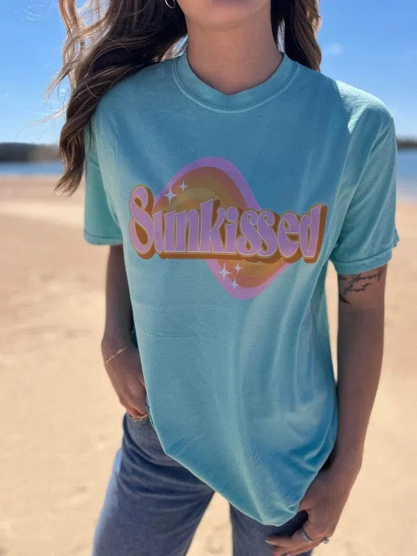 Plus Retro Sunkissed Summer Graphic Tee-Women's Clothing-Shop Z & Joxa